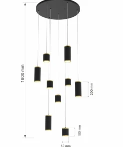 Clearance Sklep Kaja Rotunda z kaskadą czarno-złotych tub LED WF 5003-904 TOULOUSE | Kaja