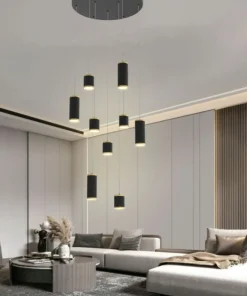 Clearance Sklep Kaja Rotunda z kaskadą czarno-złotych tub LED WF 5003-904 TOULOUSE | Kaja