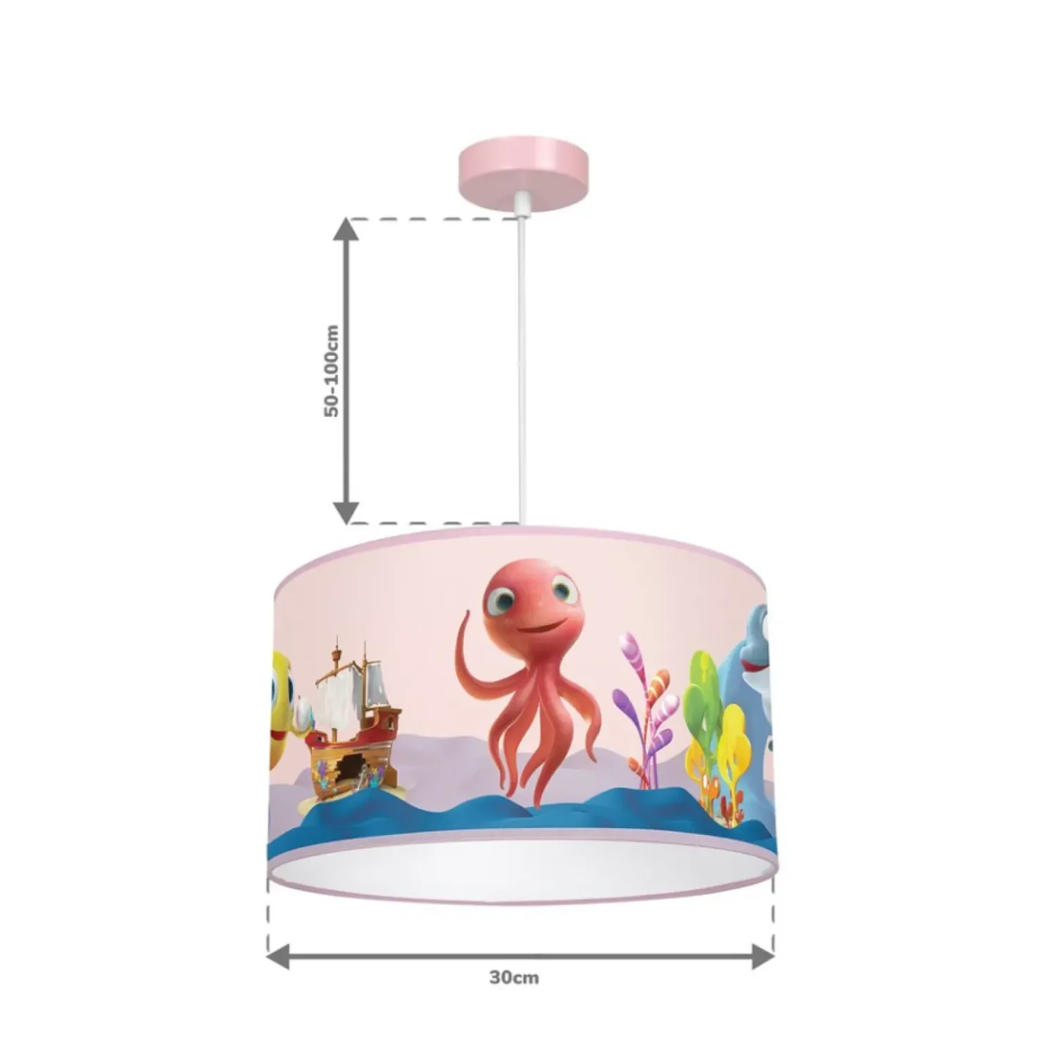 Różowa lampa wisząca, dziecięcy abażur MLP6801 z serii OŚMIORNICA LOLA | Kaja Oś*Sklep Kaja Store