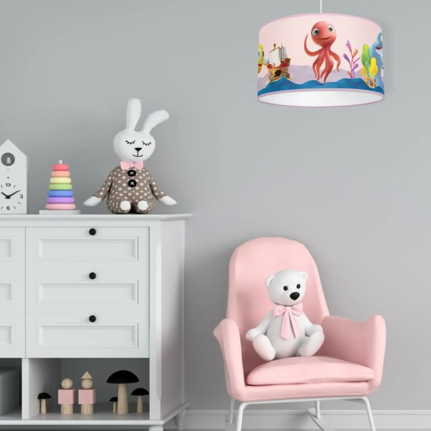 Różowa lampa wisząca, dziecięcy abażur MLP6801 z serii OŚMIORNICA LOLA | Kaja Oś*Sklep Kaja Store