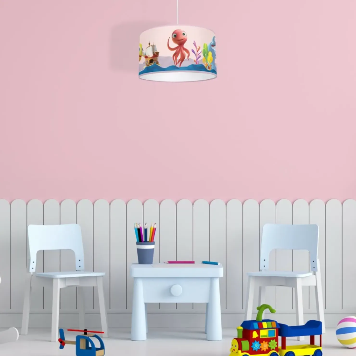 Różowa lampa wisząca, dziecięcy abażur MLP6801 z serii OŚMIORNICA LOLA | Kaja Oś*Sklep Kaja Store