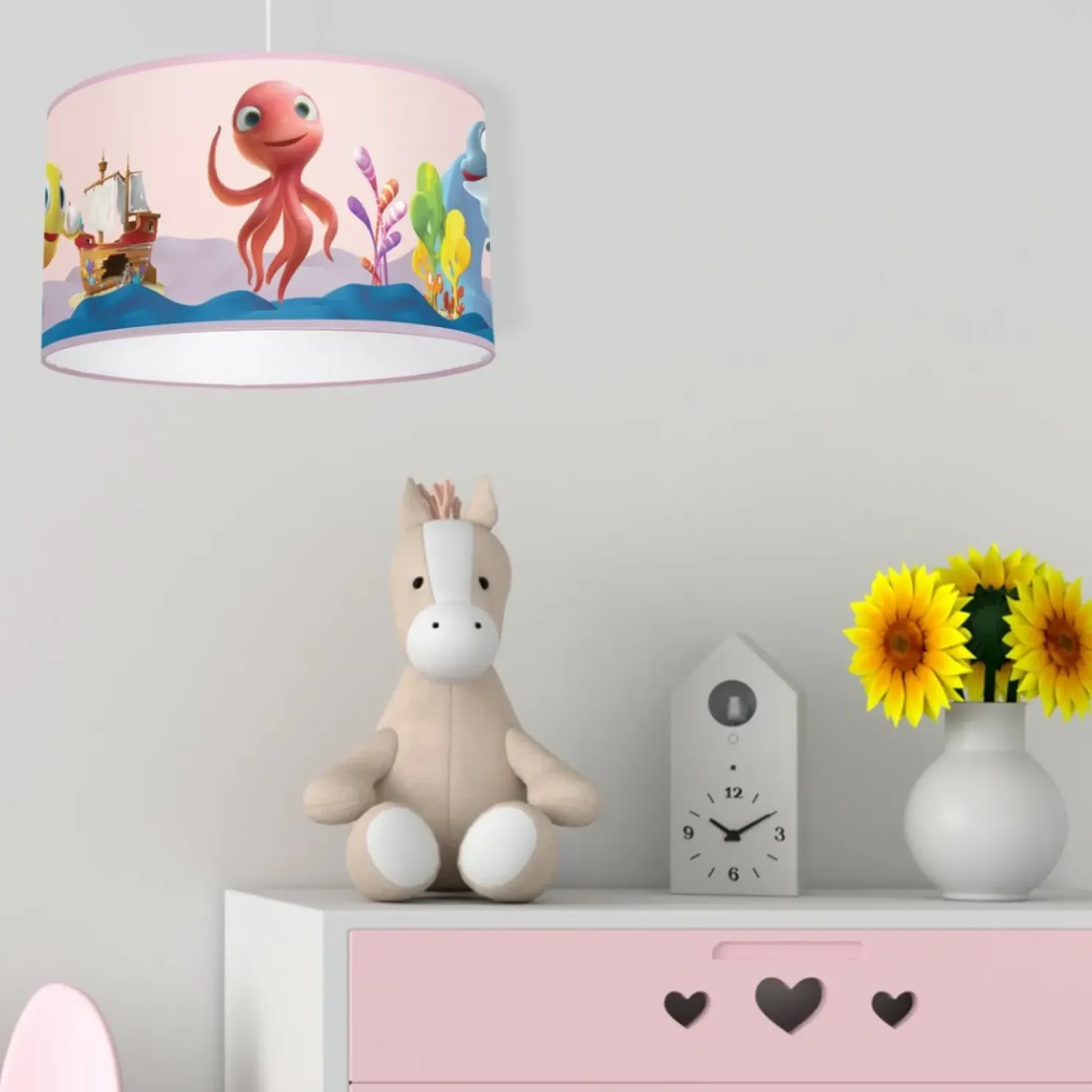 Różowa lampa wisząca, dziecięcy abażur MLP6801 z serii OŚMIORNICA LOLA | Kaja Oś*Sklep Kaja Store