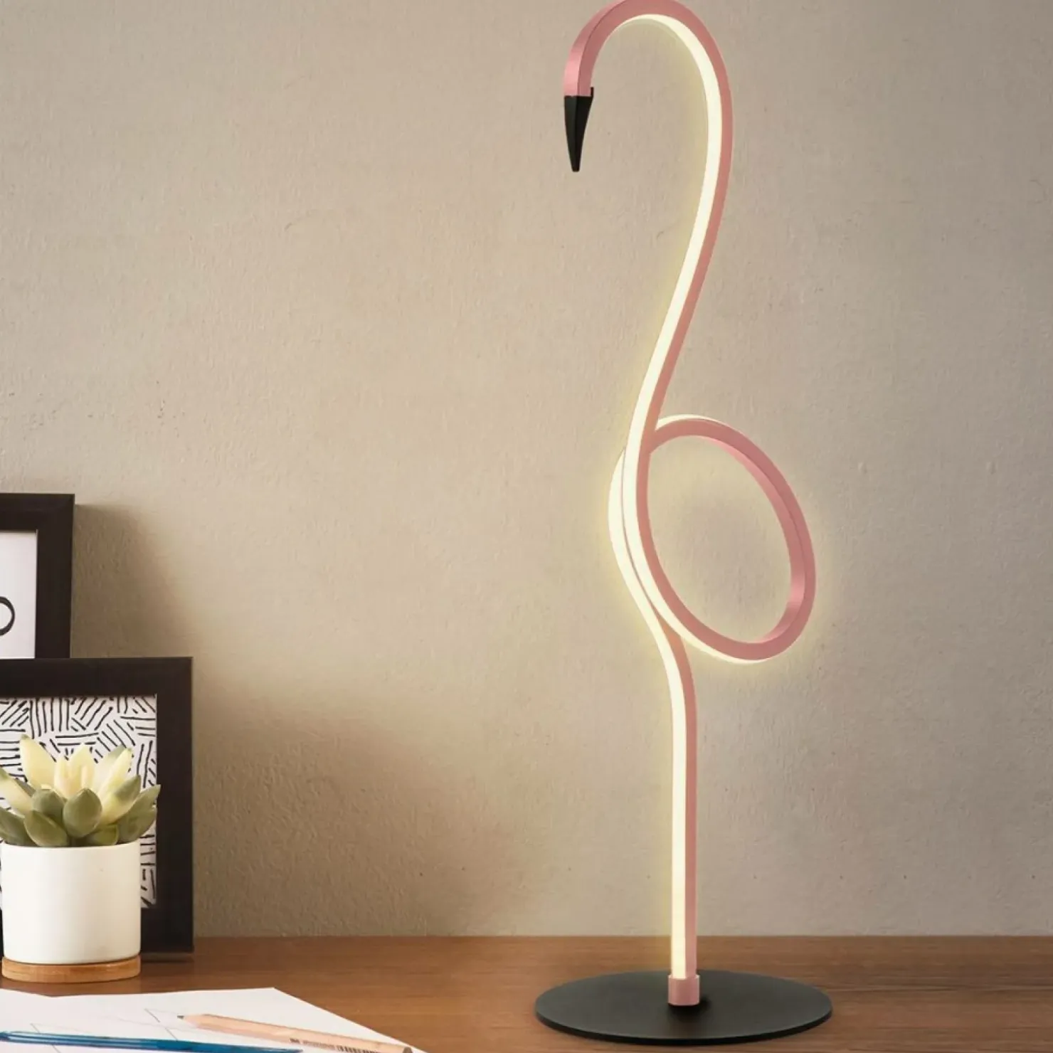 Różowy flaming, lampka stołowa FLAMINGO-TL-PNK z serii FLAMINGO*Sklep Kaja Best Sale