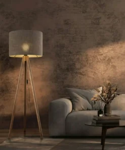 Rustykalna, drewniana lampa podłogowa TK 16019 GRAND ORZECH | Kaja*Sklep Kaja New