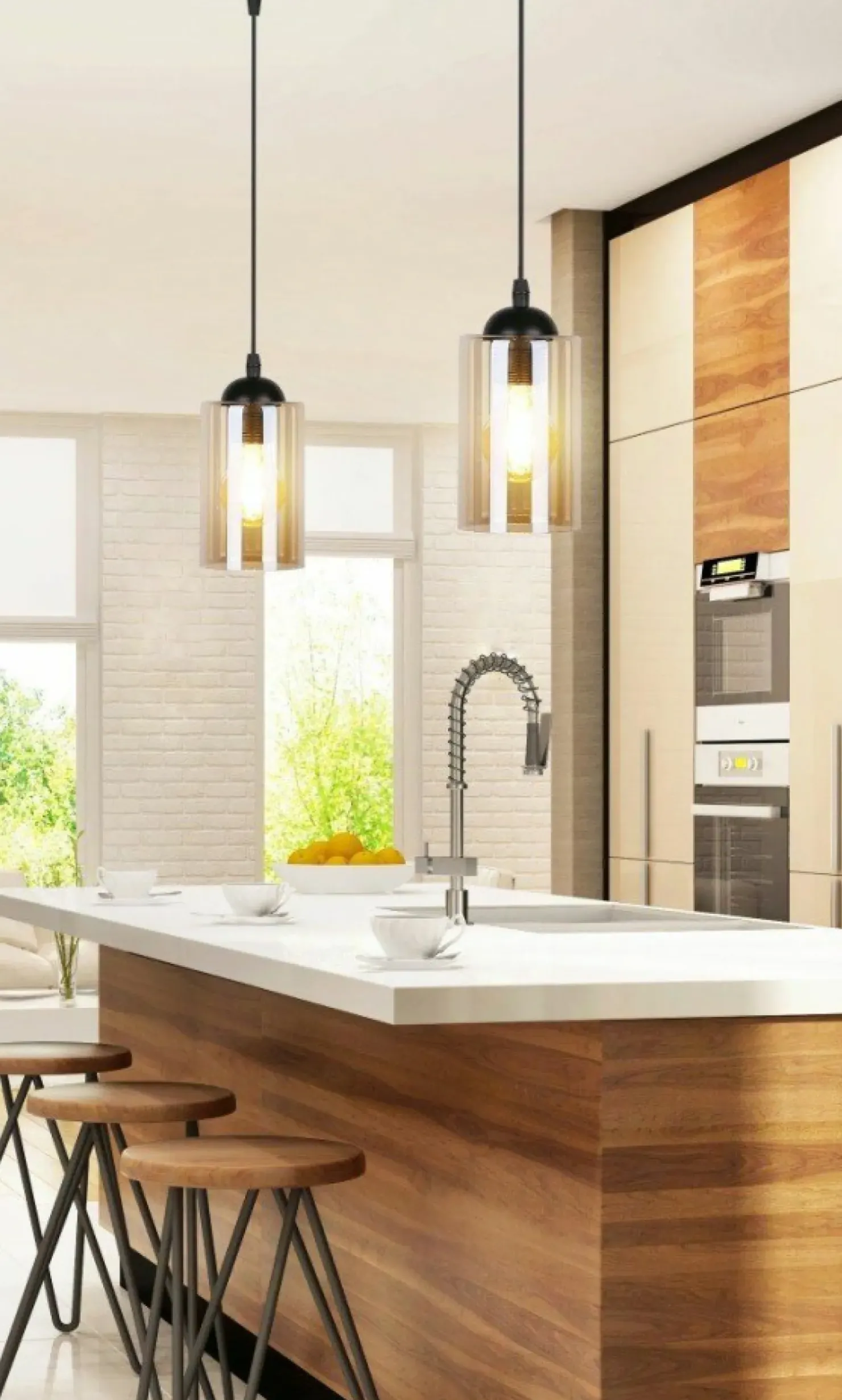 Best Sklep Kaja Smukła lampa wisząca z miodowym kloszem 31-00569 BISTRO | Kaja czarny