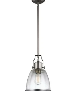 Srebrna lampa wisząca, pojedyncza FE-HOBSON-P-M-SN z serii HOBSON*Sklep Kaja Hot