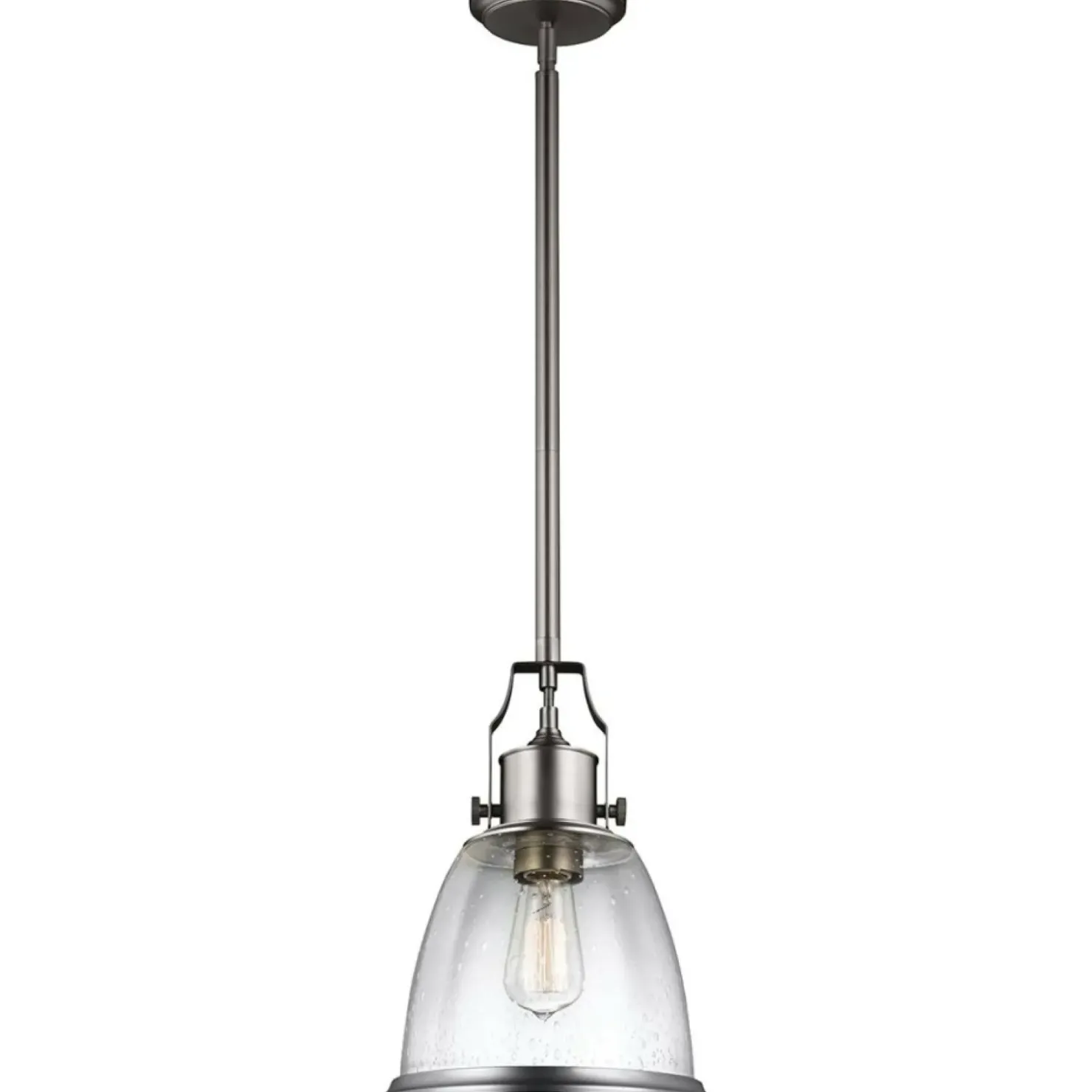 Srebrna lampa wisząca, pojedyncza FE-HOBSON-P-M-SN z serii HOBSON*Sklep Kaja Hot