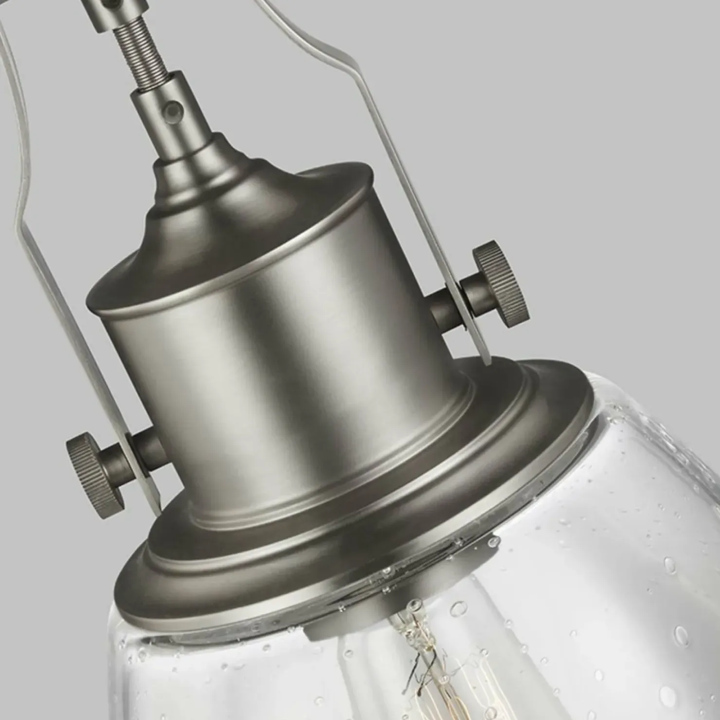 Srebrna lampa wisząca, pojedyncza FE-HOBSON-P-M-SN z serii HOBSON*Sklep Kaja Hot