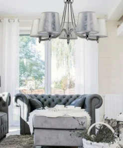 Srebrna lampa z abażurami, do salonu JUP 1516 OSKAR | Kaja Oświetlenie*Sklep Kaja Outlet