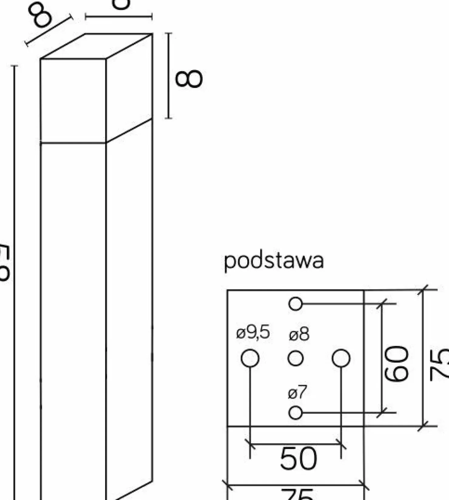Srebrna, półmetrowa lampa stojąca CB-580 AL z serii CUBE | Kaja Oświetlenie*Sklep Kaja Hot