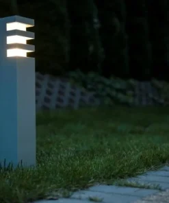 Srebrna, prosta lampa stojąca, na żarówkę E27 RADO 2 AL z serii RADO | Kaja Oświ*Sklep Kaja Best Sale