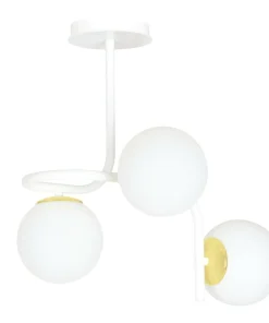 Outlet Sklep Kaja Stylowa, biało-złota lampa sufitowa do kuchni 1033/3 RAGNAR | Kaja