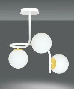 Outlet Sklep Kaja Stylowa, biało-złota lampa sufitowa do kuchni 1033/3 RAGNAR | Kaja