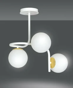 Outlet Sklep Kaja Stylowa, biało-złota lampa sufitowa do kuchni 1033/3 RAGNAR | Kaja