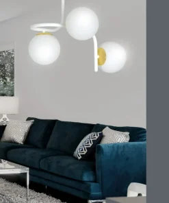 Outlet Sklep Kaja Stylowa, biało-złota lampa sufitowa do kuchni 1033/3 RAGNAR | Kaja