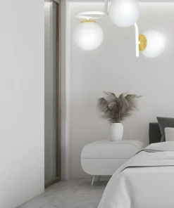 Outlet Sklep Kaja Stylowa, biało-złota lampa sufitowa do kuchni 1033/3 RAGNAR | Kaja