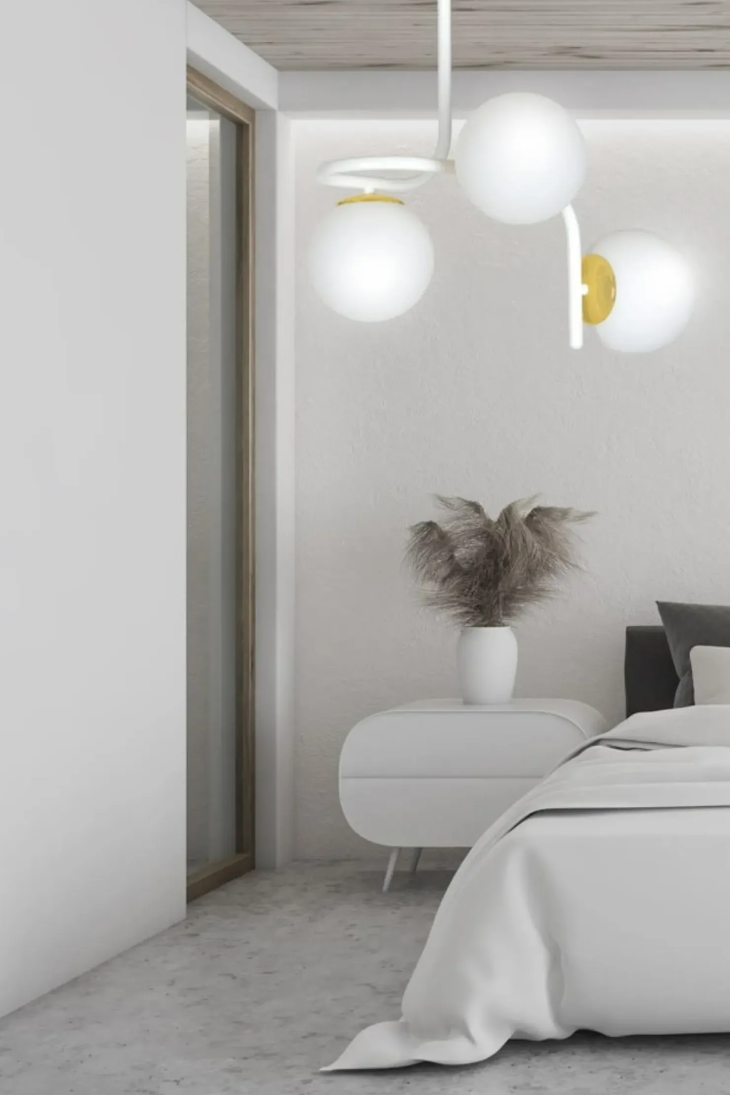 Outlet Sklep Kaja Stylowa, biało-złota lampa sufitowa do kuchni 1033/3 RAGNAR | Kaja