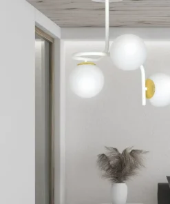Outlet Sklep Kaja Stylowa, biało-złota lampa sufitowa do kuchni 1033/3 RAGNAR | Kaja