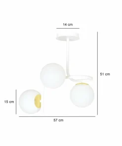 Outlet Sklep Kaja Stylowa, biało-złota lampa sufitowa do kuchni 1033/3 RAGNAR | Kaja