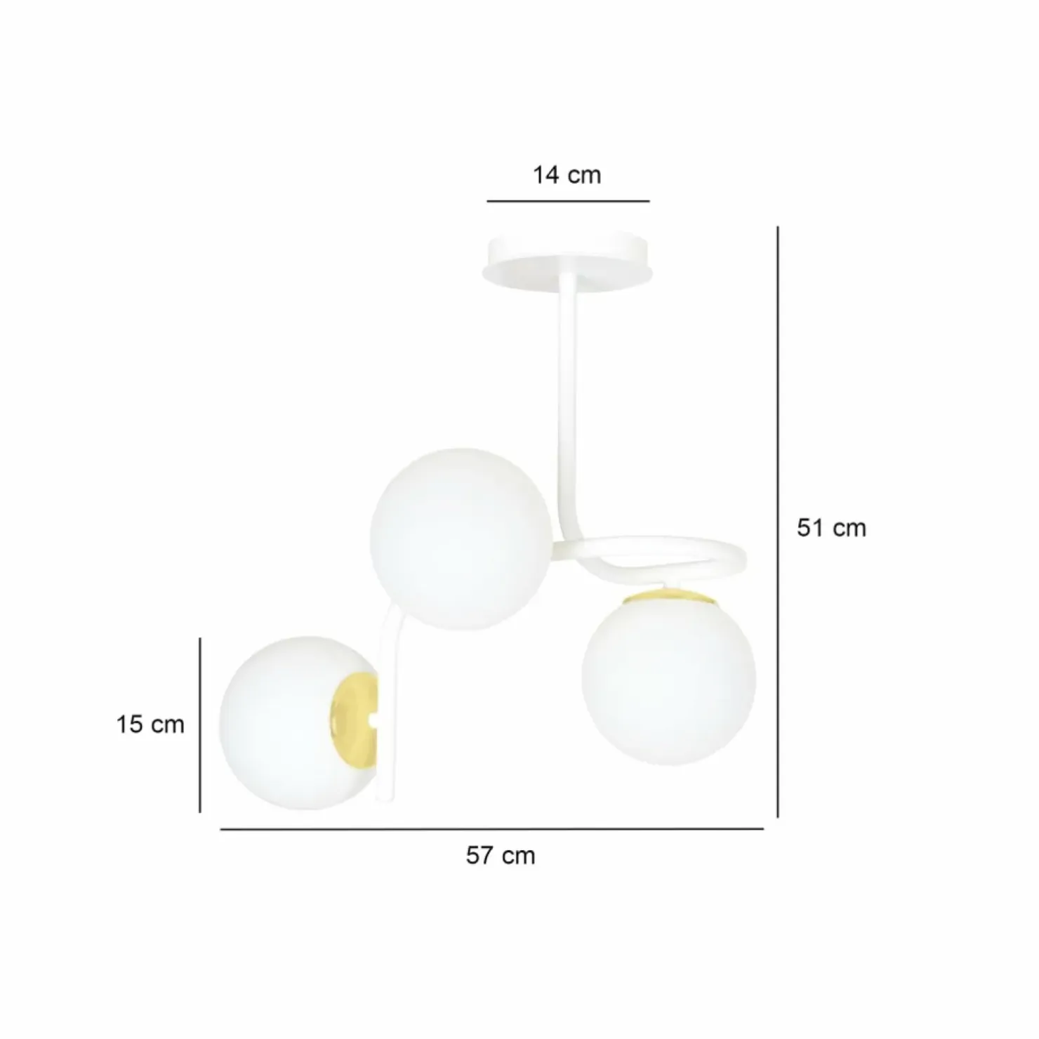 Outlet Sklep Kaja Stylowa, biało-złota lampa sufitowa do kuchni 1033/3 RAGNAR | Kaja
