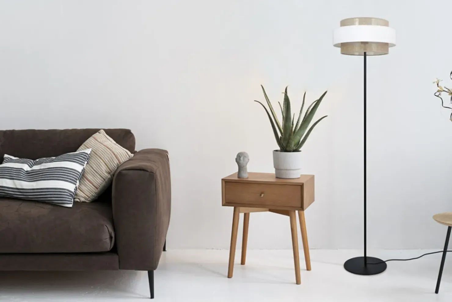 Stylowa lampa podłogowa boho z abażurem Ø40cmK-5275 z serii CEZAR*Sklep Kaja Clearance