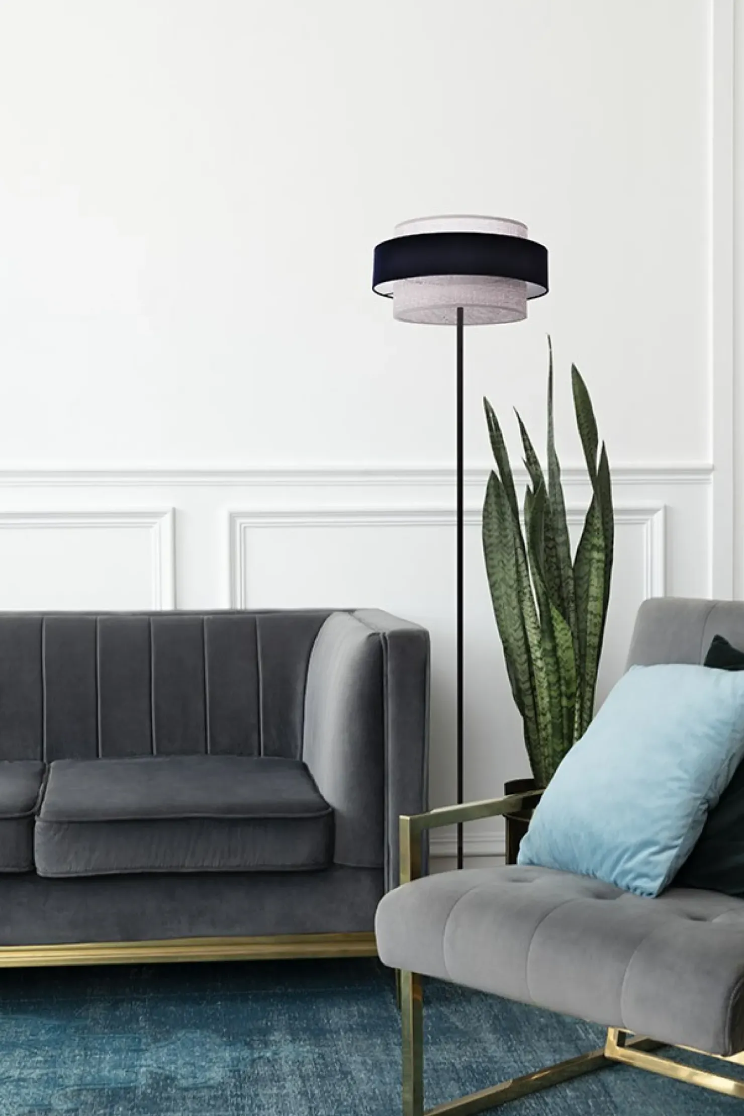 Stylowa lampa podłogowa w kolorze czarno-szarym K-5175 z serii ETELA*Sklep Kaja New