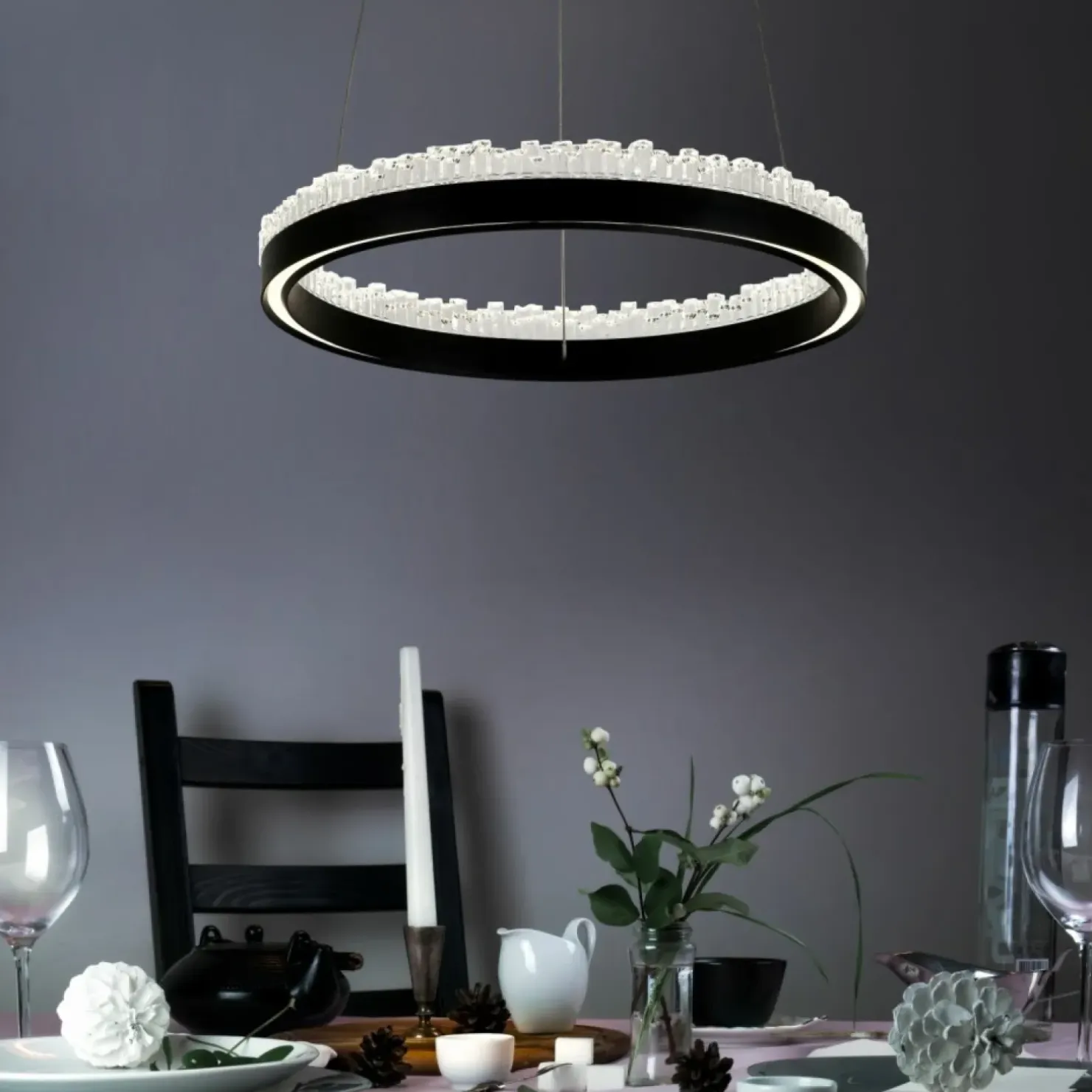 Cheap Sklep Kaja Stylowa lampa wisząca LED z kryształkami PD2304400R-MB REGI | Kaja