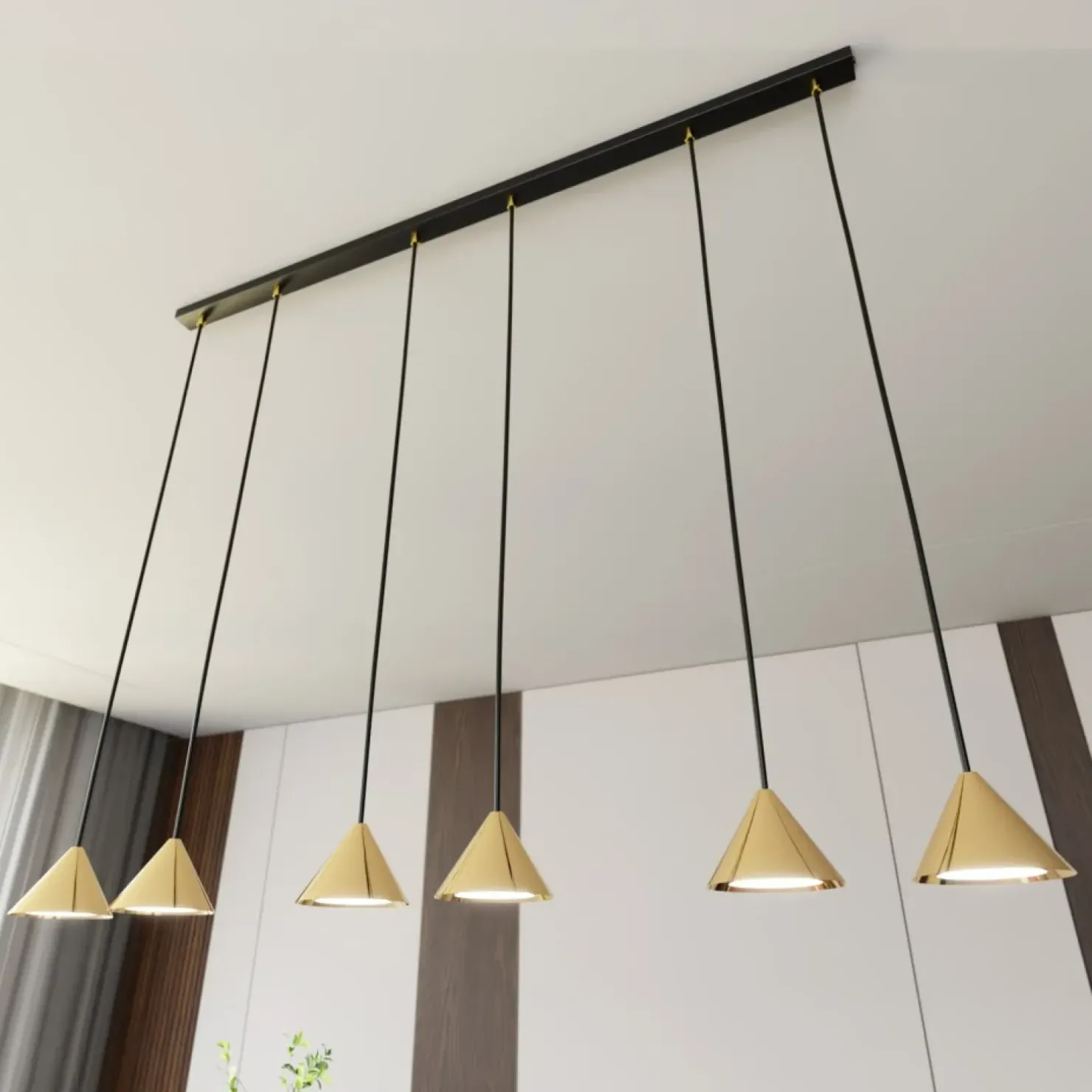 Flash Sale Sklep Kaja Stylowa lampa wisząca ze złotymi stożkami 1329/6 ELIT | Kaja