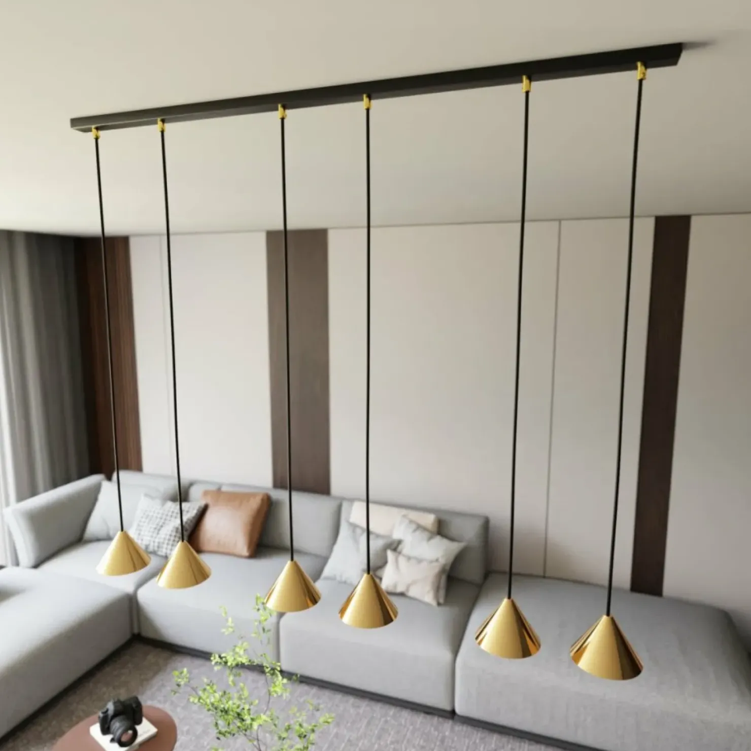 Flash Sale Sklep Kaja Stylowa lampa wisząca ze złotymi stożkami 1329/6 ELIT | Kaja