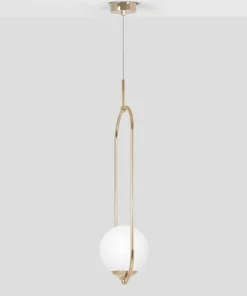 Stylowa lampa wisząca, złota konstrukcja z kloszem K-5391 z serii RITUS*Sklep Kaja Discount