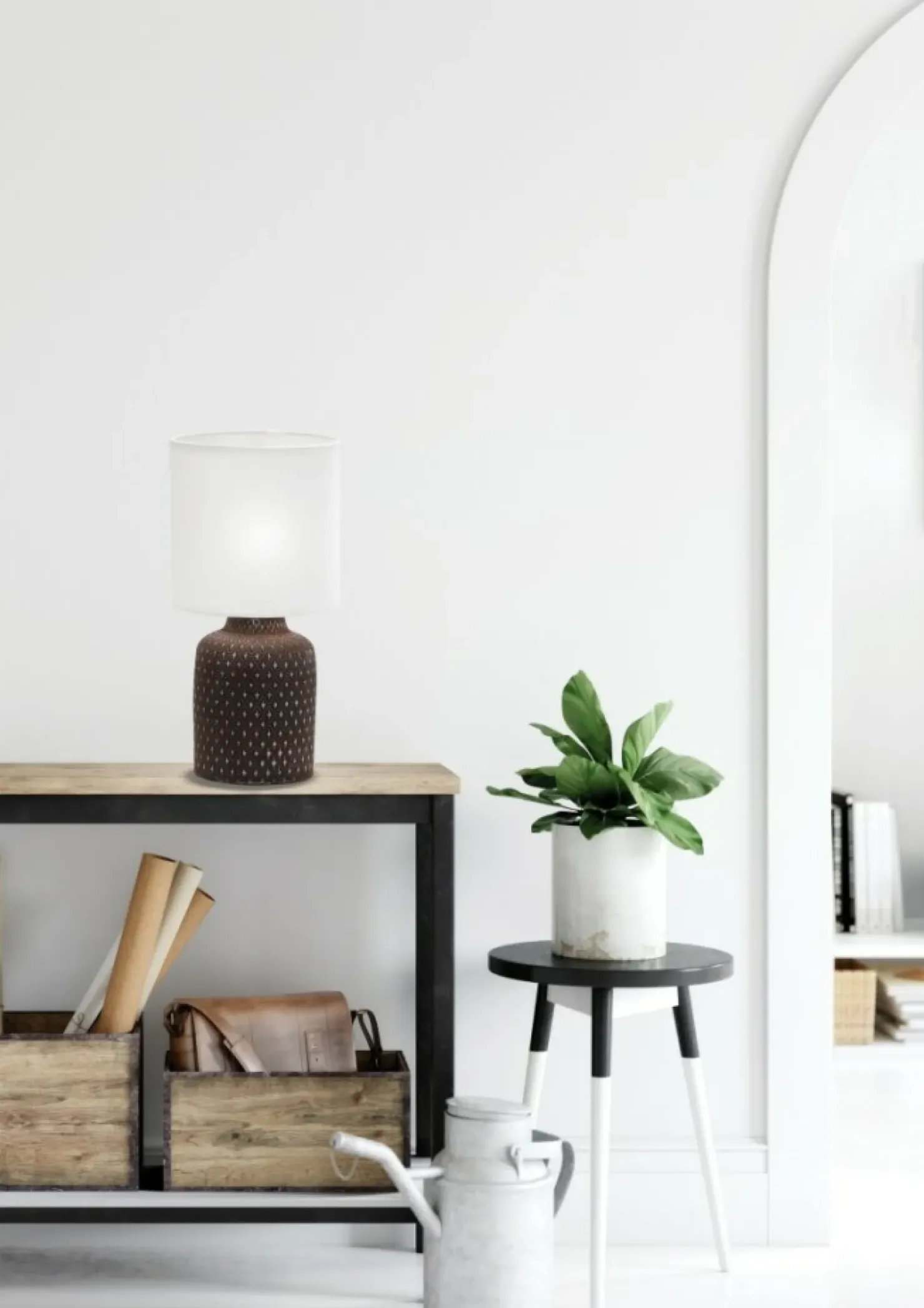 Stylowa lampka stołowa z białym abażurem 41-79862 INER | Kaja*Sklep Kaja Best Sale