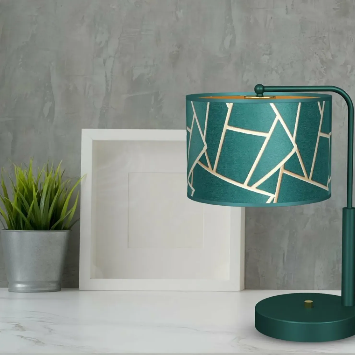 Stylowa, zielona lampa stołowa z abażurem MLP7581 z serii ZIGGY | Kaja Oświetlen*Sklep Kaja Discount