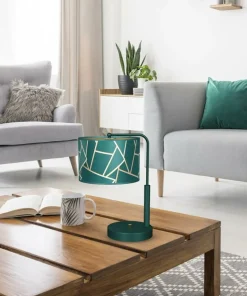 Stylowa, zielona lampa stołowa z abażurem MLP7581 z serii ZIGGY | Kaja Oświetlen*Sklep Kaja Discount