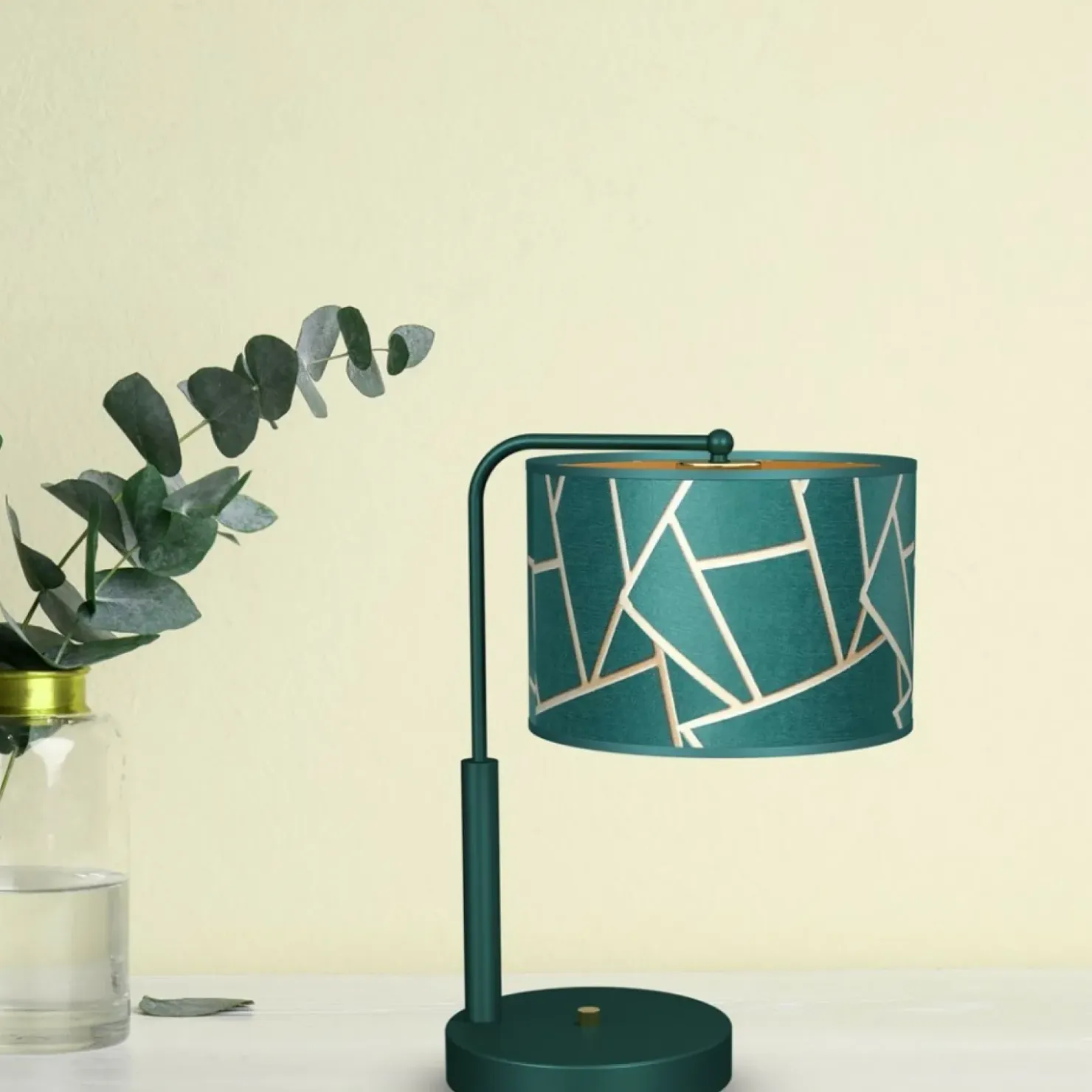 Stylowa, zielona lampa stołowa z abażurem MLP7581 z serii ZIGGY | Kaja Oświetlen*Sklep Kaja Discount