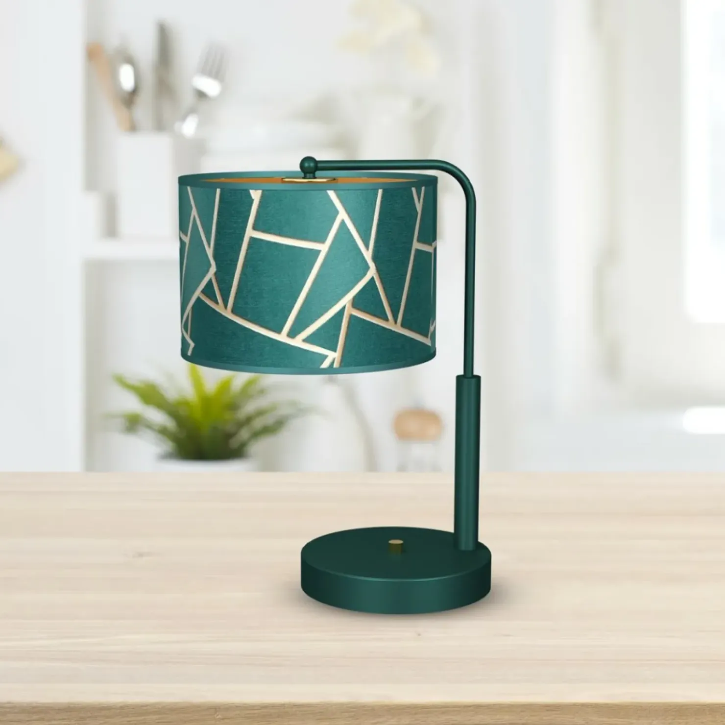 Stylowa, zielona lampa stołowa z abażurem MLP7581 z serii ZIGGY | Kaja Oświetlen*Sklep Kaja Discount