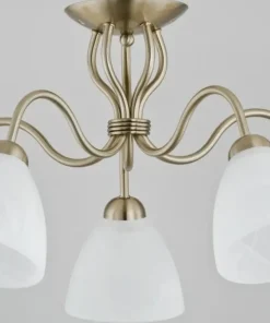Stylowa złota lampa sufitowa z mlecznymi kloszami AL 22615 | Kaja*Sklep Kaja Outlet