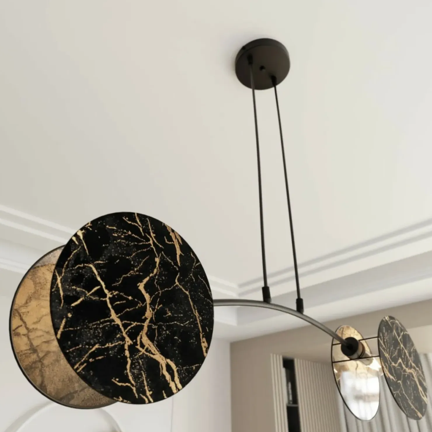 Fashion Sklep Kaja Stylowy, czarno-złoty żyrandol do sypialni 1327/2 MOTIF | Kaja