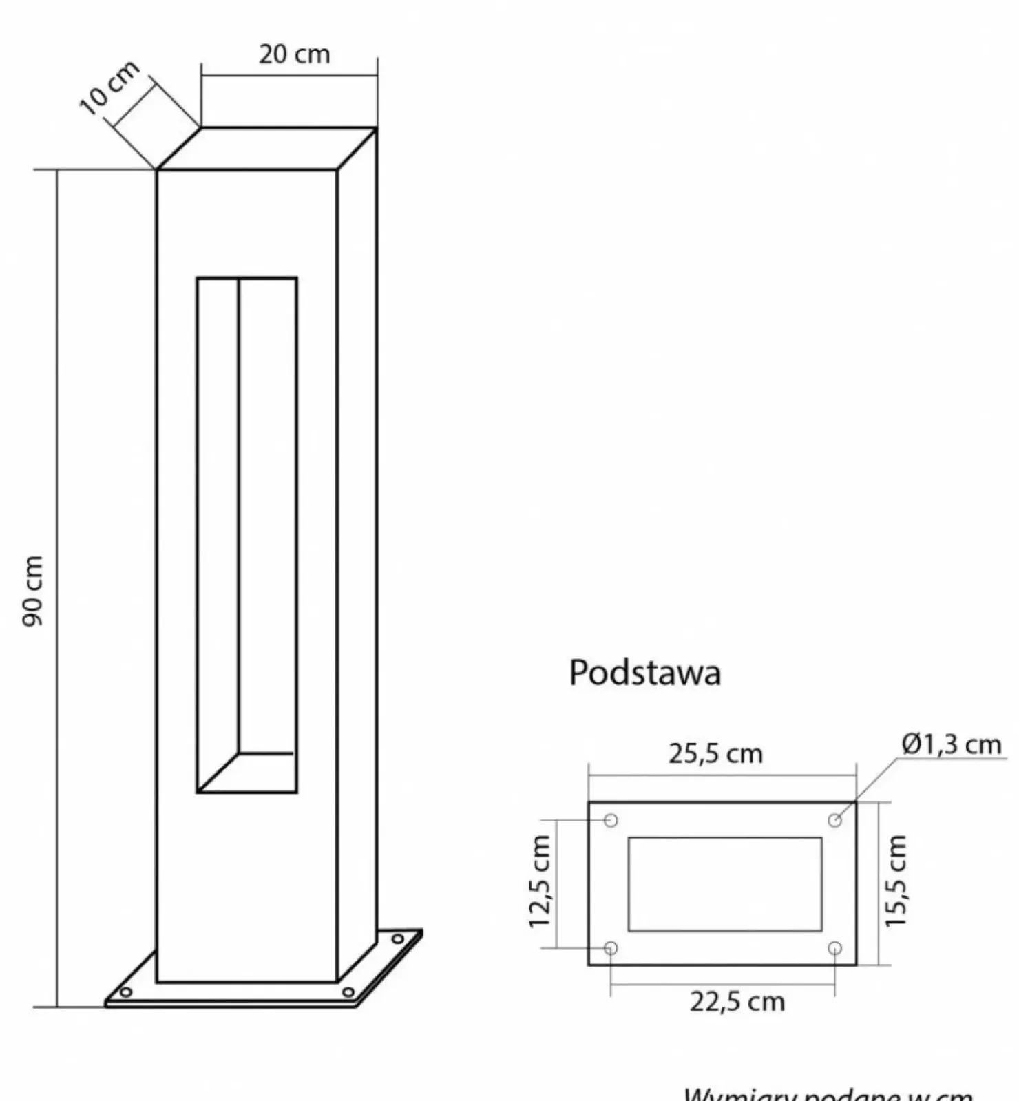 Słupek oświetleniowy, na żarówkę GU10, IP65 RE-900 z serii REKTAN | Kaja Oświetl*Sklep Kaja New