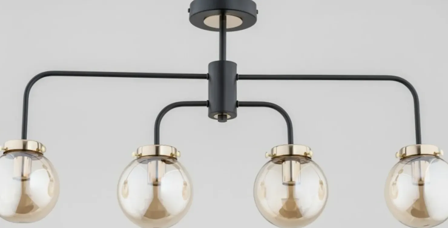 Cheap Sklep Kaja Symetryczna lampa sufitowa na 4 bursztynowe klosze AL 25504 | Kaja