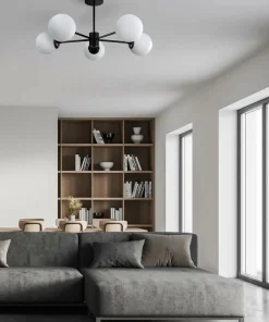 Store Sklep Kaja Symetryczna lampa sufitowa z kulami LP-1345/5P BK z serii ROMA | Kaja