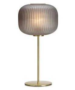 Szara lampa stołowa oprawa w kolorze mosiądzu 107820 | Kaja*Sklep Kaja Store