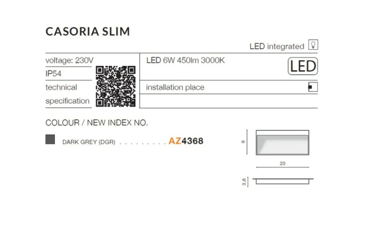 Szara zewnętrzna lampa ścienna LED AZ4368 CASORIA | Kaja Oświetlenie*Sklep Kaja Flash Sale