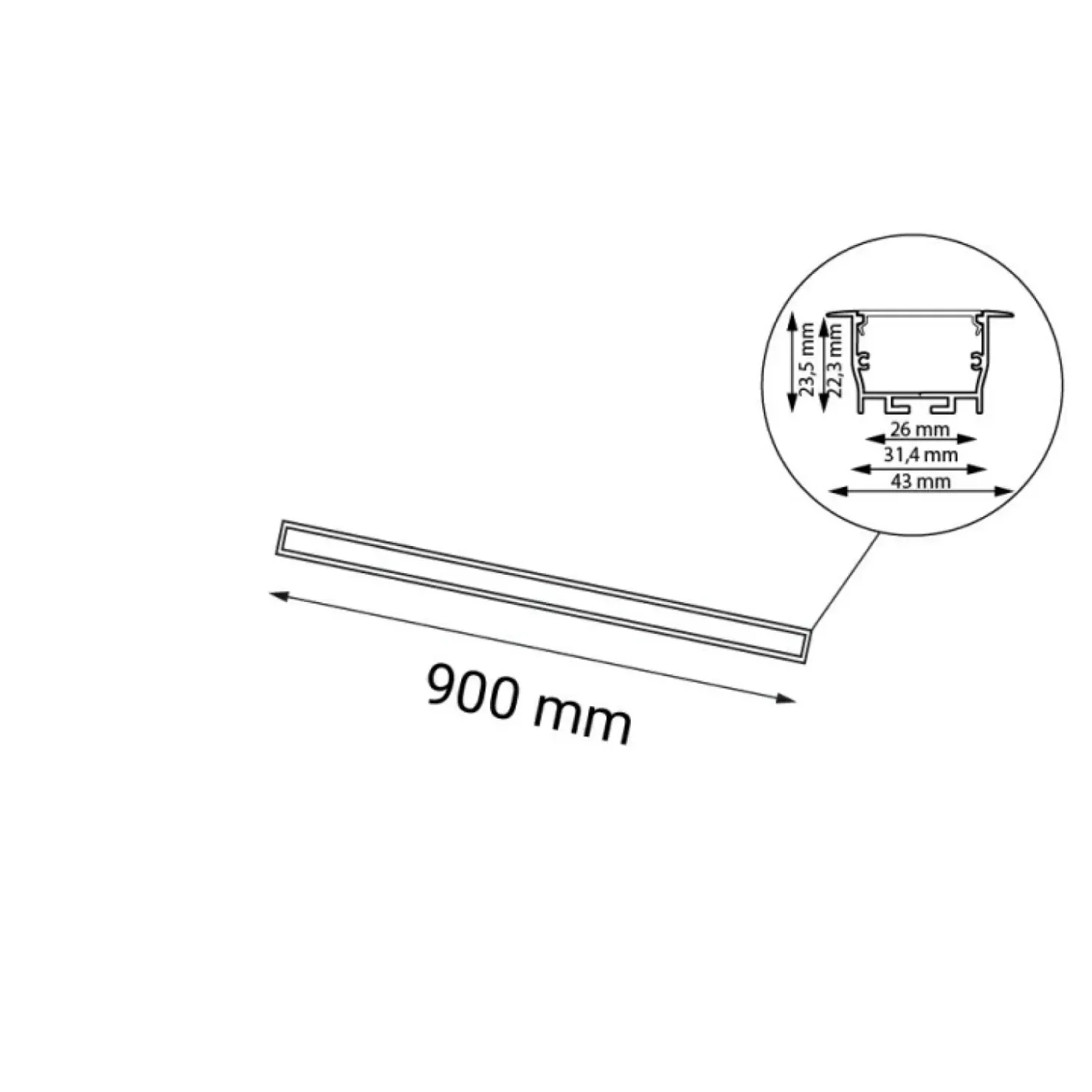 Szeroka lampa LED do wbudowania 90cm 4000K ANT 1827 HIATE | Kaja*Sklep Kaja Outlet