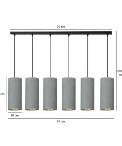 Clearance Sklep Kaja Szeroka lampa wisząca z szaro-złotymi abażurami 1060/6 BENTE | Kaja