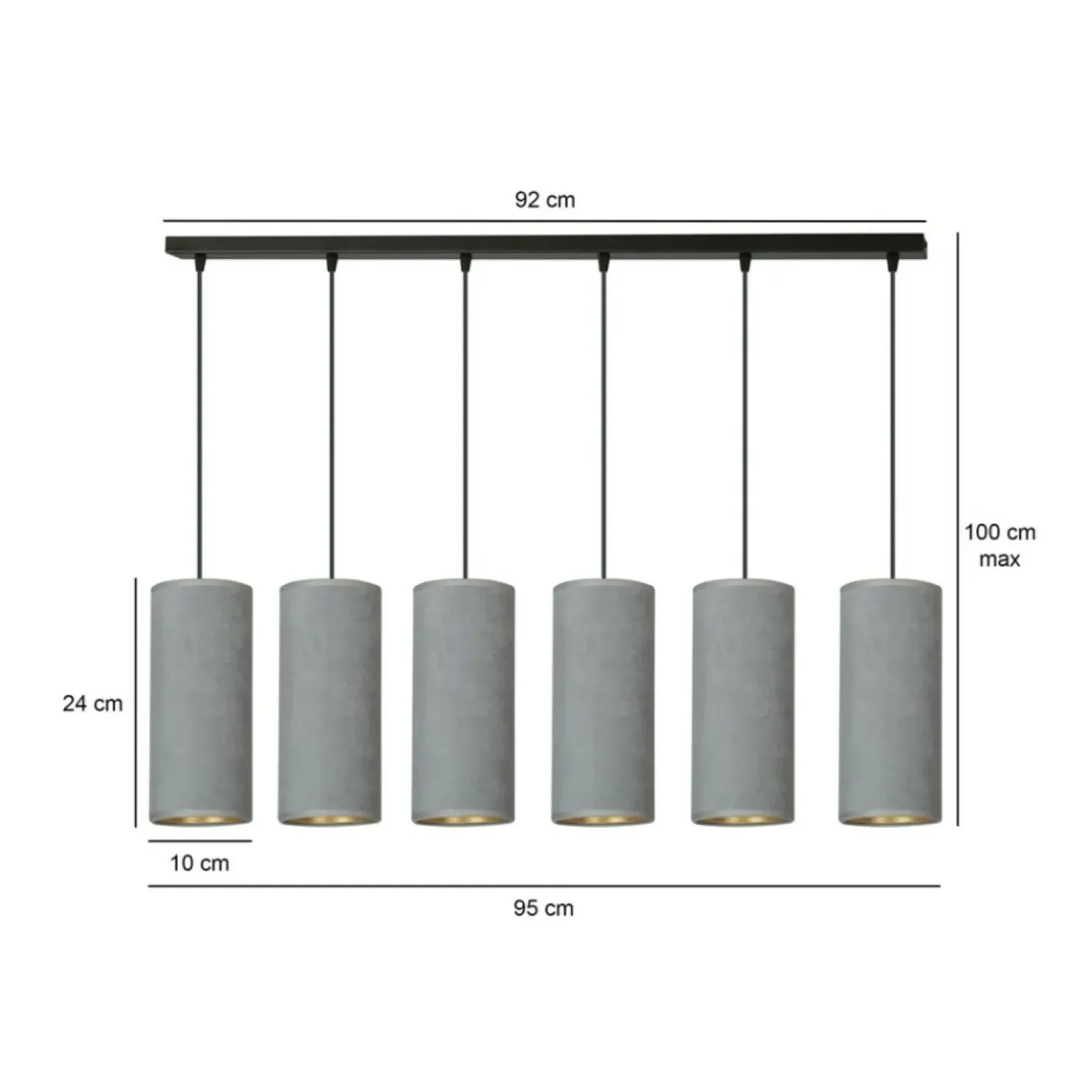 Clearance Sklep Kaja Szeroka lampa wisząca z szaro-złotymi abażurami 1060/6 BENTE | Kaja