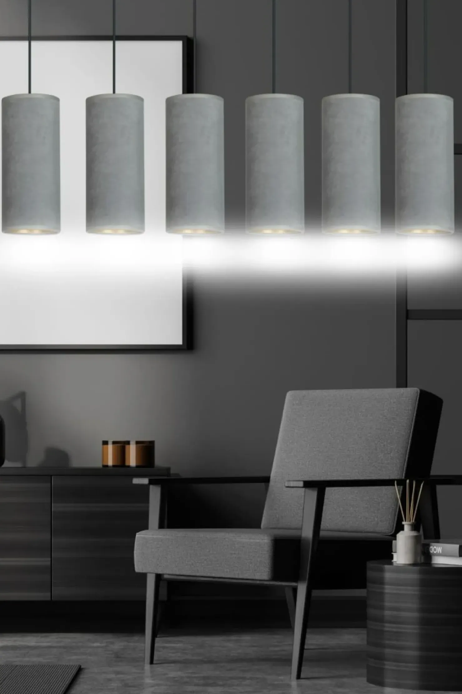Clearance Sklep Kaja Szeroka lampa wisząca z szaro-złotymi abażurami 1060/6 BENTE | Kaja