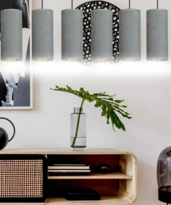 Clearance Sklep Kaja Szeroka lampa wisząca z szaro-złotymi abażurami 1060/6 BENTE | Kaja