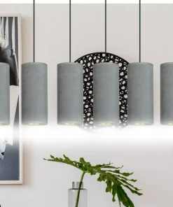 Clearance Sklep Kaja Szeroka lampa wisząca z szaro-złotymi abażurami 1060/6 BENTE | Kaja