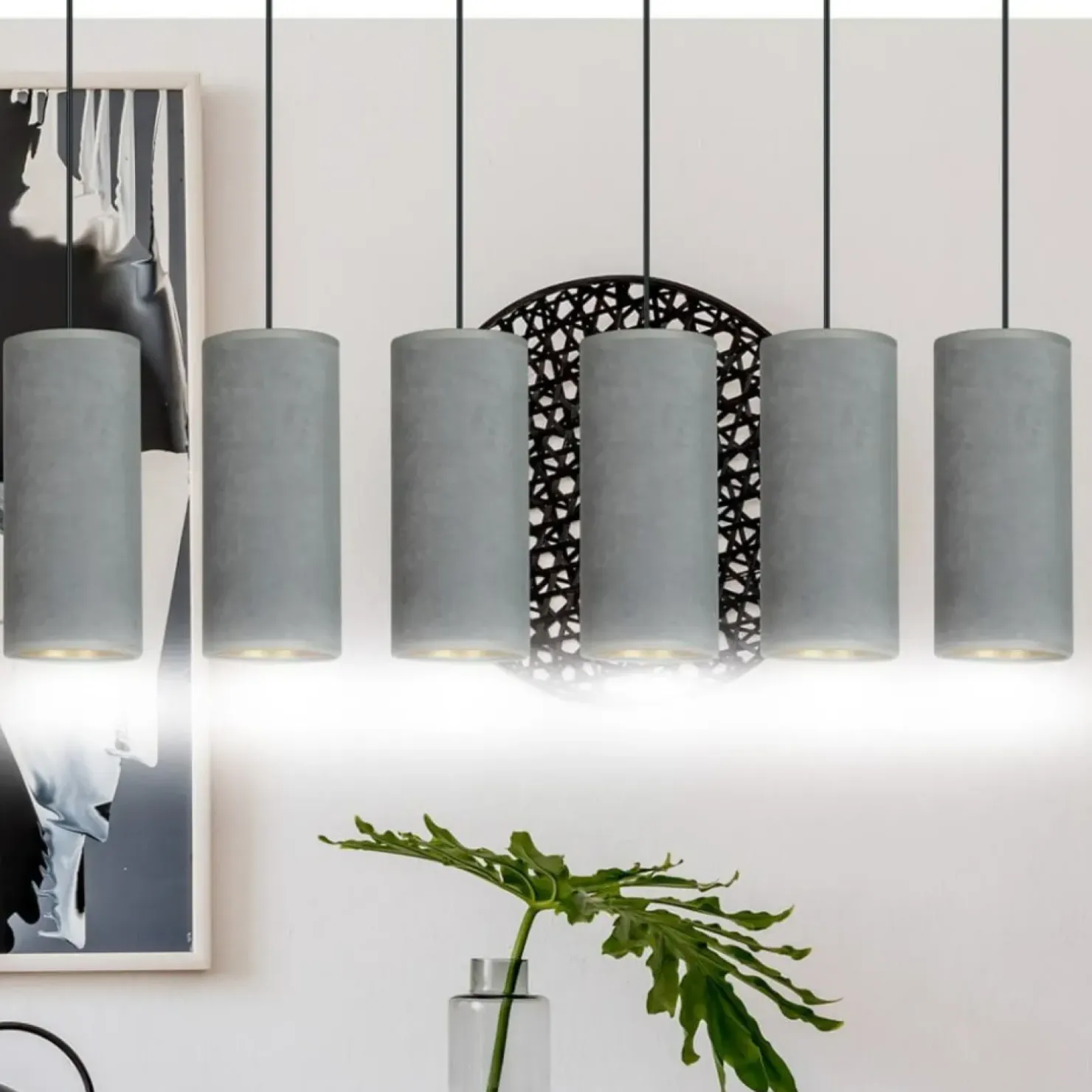 Clearance Sklep Kaja Szeroka lampa wisząca z szaro-złotymi abażurami 1060/6 BENTE | Kaja