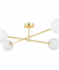 Outlet Sklep Kaja Szeroka, złota lampa sufitowa z białymi kloszami TK 4738 - SARIUS